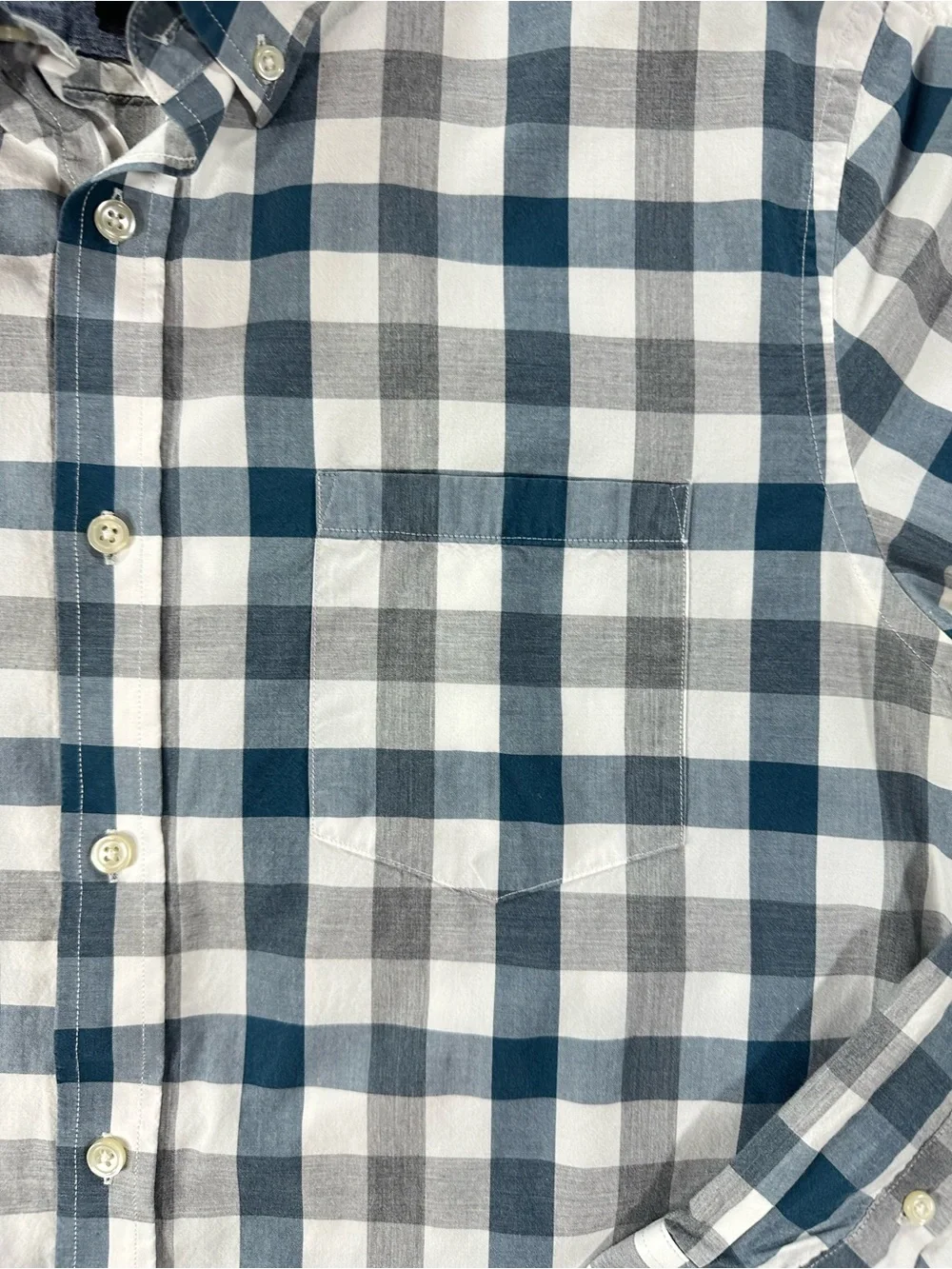 Banana Republic Blue and Gray Plaid Button-Down Shirt